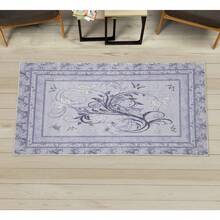 Retro Mid Century Abstract Pattern Rug On Ivory Background, Dark Orange And Reseda Green, 4' X 5' 5", Ideal For Bedroom, Dorm And Living Room - Lavender and Quartz - View 1