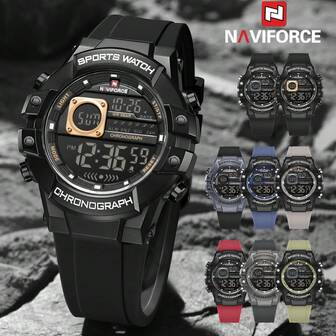 NAVIFORCE Digital Watch Military Sport Silicone Strap Men Wristwatch Top Brand Luxury Original LED Stopwatch Alarm Date Week Multifunction Waterproof Male Electronic Clock Gift 6102