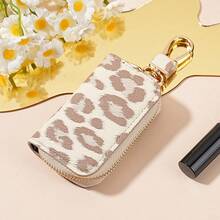 1pc Leopard Print Key Chain Cover, Unisex Car Key Holder, Creative Leopard Pattern Key Chain Christmas Gift - one-size - View 10