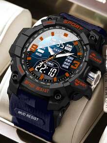 1pc Multi-Function Sports Electronic Watch With Dual Display, Suitable For Daily Wear, Great Gift Option
