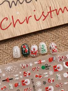 2 piezas Pegatinas de arte de uñas de Navidad con diseños de copos de nieve, Papá Noel, campanas, árbol de Navidad, gorro de Navidad, reno y muñeco de nieve, con acabado de relieve 5D exquisito y fácil aplicación para decoración de uñas, manualidades, regalos, maquillaje de fiesta, estilo Y2K
