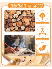 Hamster Foraging Toy, 6-In-1 Wooden Interactive Enrichment Toy For Hamsters, Small Animal Treat Dispenser, Suitable For Rabbits, Hamsters, Mice And Gerbils - Màu be - Xem 4