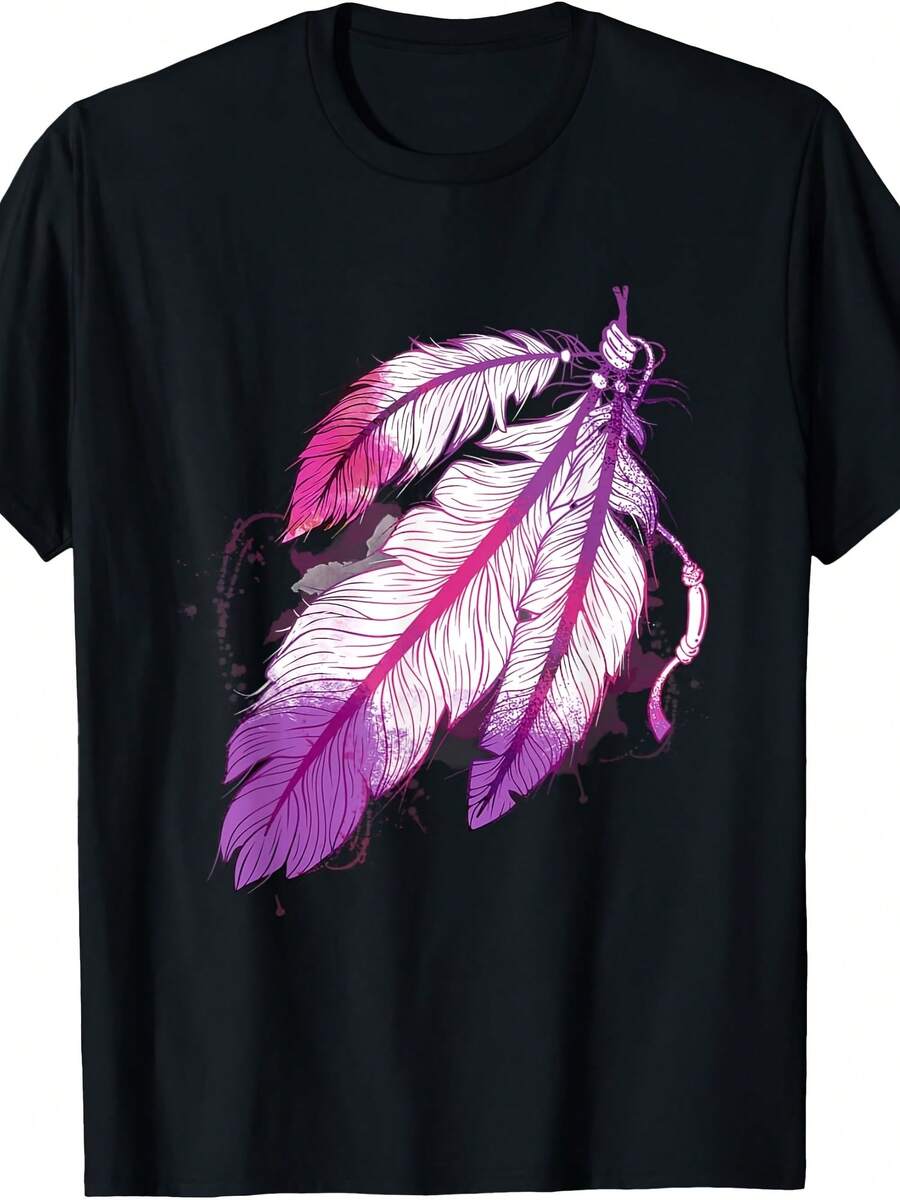 Colorful Feathers - Indigenous T-Shirt - Style 27 - View 1