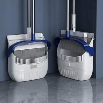 升级版扫帚簸箕套装，带自清洁簸箕齿，室内外清扫适用，适合养狗养猫的家庭，直立式扫帚簸箕