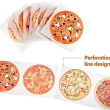 500pcs/Roll Cute Cartoon Pizza Sticker, 9 Design Patterns 1 Inch Pizza Food Party Home Wall DIY Decoration PVC Peel And Stick Sticker Roll,School Supplies,Back To School - Multicolor - View 5