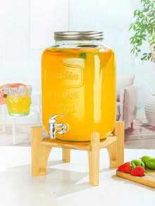 1pc 4000ml Transparent Glass Beverage Dispenser With Faucet, Cocktail Drink Dispenser, Homemade Drink, Juice, Beer, Soda Dispenser (Excluding The Base Shown In The Image) - Clear - View 3