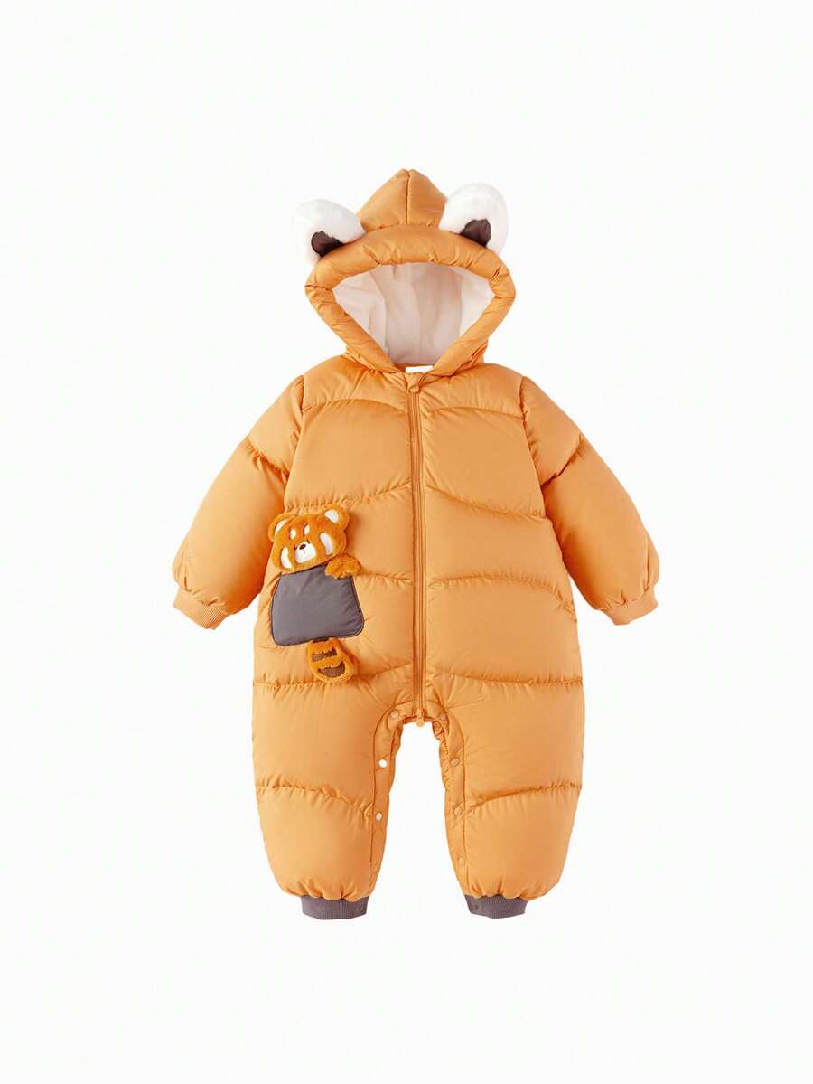 Balabala Baby Daunen-Romper, Winter Mall Edition 2025, weicher Kapuzen-Jumpsuit - Tiefes Khaki - Übersicht 1