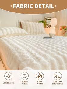 1件法兰绒泡泡床笠，床上用品，舒适家纺，柔软床垫套，纯色床笠，深口袋设计，仅含床笠（不含枕套），可机洗，床上用品礼品，适用于单人床、双人床、大号床、特大号床，适合秋冬季节，房间装饰，冬季装饰 - 白色 - 查看 8