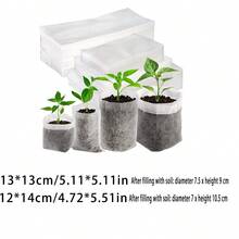 100 Peças Sacos de Plantio - Tecido Não Tecido Respirável Vasos de Mudas para Jardinagem, Uso Externo - Ideal para Vegetais, Frutas e Flores