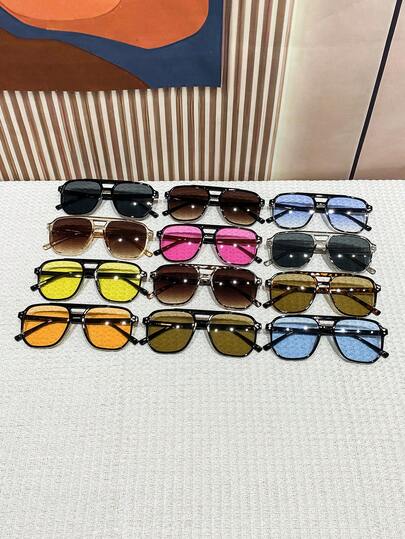 12 قطعة نظارات بإطار بلاستيكي دائري أنيق للنساء، مناسبة للشاطئ والعطلات الشمسية