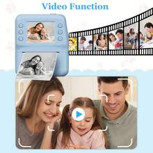Máy ảnh trẻ em in ảnh tức thì cho bé trai và bé gái từ 3-12 tuổi, Máy ảnh chụp ảnh siêu rõ 1080P dành cho trẻ em, nhẹ và di động, Quay video độ nét cao, ngắm và chụp với chức năng chống rung zoom 16X, chụp ảnh theo khoảng thời gian đều đặn, quà tặng sinh nhật Giáng sinh - Bao gồm thẻ SD 32G và 5 cuộn giấy in, Máy ảnh trẻ em cho bé trai và bé gái - QJH-A29 - Xem 10