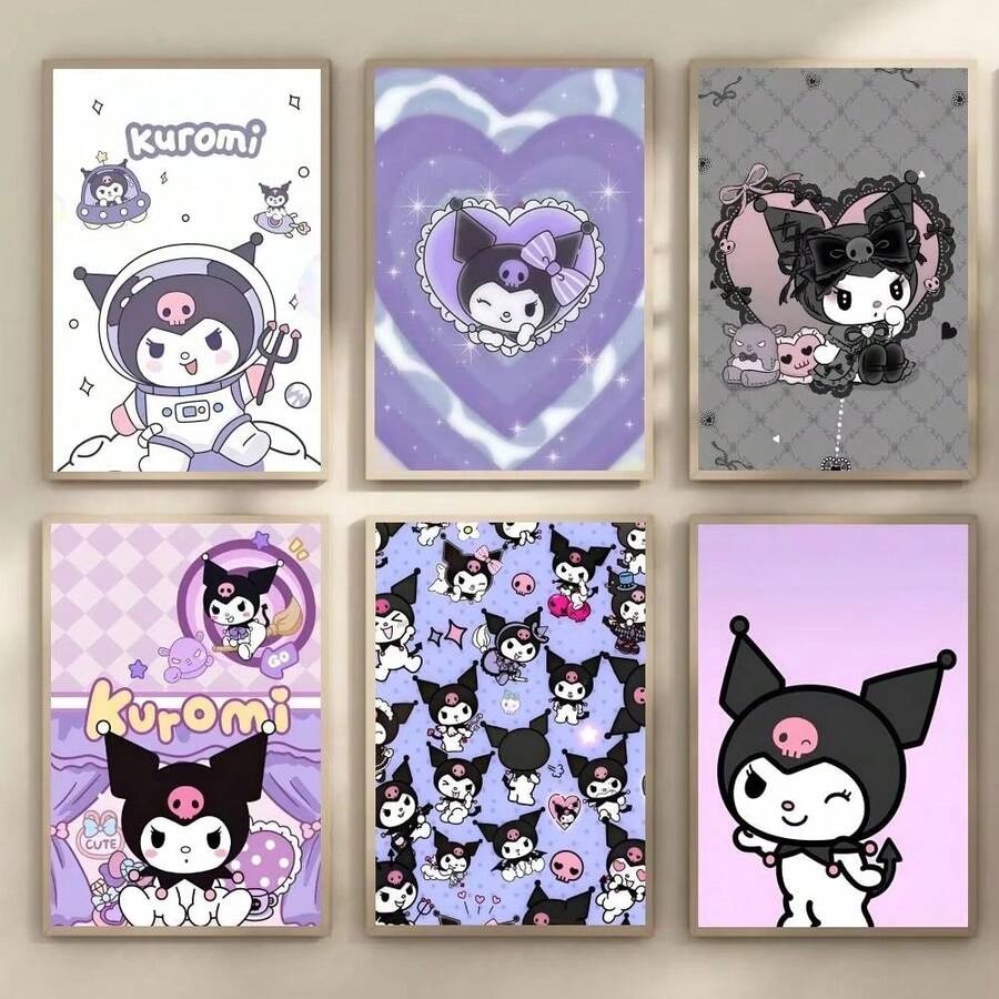SANRIO 1 件无框，K-Kuromi 海报墙面艺术印刷防水家居客厅卧室酒吧美学装饰帆布印刷品、墙面装饰、帆布家居装饰、闪光海报、非洲女性帆布、艺术帆布 - 彩色 - 查看 1