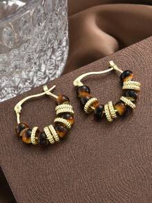 3pairs Vintage Textured U-Shaped Hoop Earrings For Women, Simple And Elegant Design