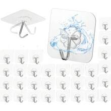 30 PCS Ganchos para Pared,Ganchos Adhesivos para Pared Transparentes,Clavos Adhesivos para Cosas,Gancho de Acero Inoxidable Impermeable,Colgar Toallas,Para Cocina Baño - Transparencia 30 PCS - Ver 8