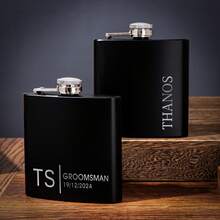 Personalized Men's Flasks, Custom Flask, Black Portable Flasks, Best Man Flasks, Wedding Party Favors, 1pc , Ideal Gift For Him, Boyfriend, Dad, Friends, Anniversaries, Valentine's Day, Father's Day Gift, Graduation, Unique Gift, Groomsmen Proposal - Black - View 6