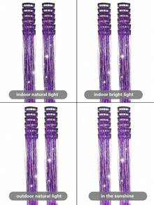 12Pcs Hair Tinsel Clip In 20Inch Glitter Tinsel Hair Extensions Clip In Hair Tinsel Kit Heat Resistant Shiny Sparkle Fairy Hair Accessories For Women Girls (Purple) (Sky Blue) - Multicolor - View 8