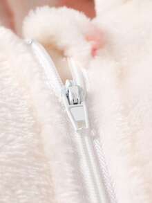 Casual Elegant Sweet Cute Baby Girl Clothes, Strawberry Print Bow Decor Fleece Hooded Zipper Front Jumpsuit, Soft & Comfortable Infant/Toddler Girl Outfit, Suitable For Daily, Vacation, Party, Outdoor - Multicolor - View 8