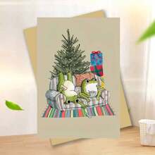 بطاقة تهنئة عيد الميلاد مع مغلف (11سم * 16سم) - تصميم ضفادع احتفالية على الأريكة، مثالية للعائلة والأصدقاء، مناسبة لاحتفالات عيد الميلاد ورأس السنة، بطاقة تهنئة عيد الميلاد|بطاقة ضفدع عيد الميلاد|بطاقة ترحيب ورقية - متعدد الألوان - مشاهدة 3