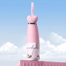 1pc Small & Cute Mini 5-Fold Fruit Portable Folding Umbrella, UPF50+ Sun Protection, Heart-Shaped Handle, Waterproof & Anti-UV, Capsule Umbrella, Mini Sun & Rain Umbrella