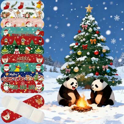15~65 Piezas - Elemento navideño, vendas divertidas de varios estilos, vendas de PE, parches hemostáticos con patrones de dibujos animados lindos y transpirables, protegen heridas, detienen el sangrado de inmediato y previenen los arañazos - Vendaje de yeso, vendas deportivas