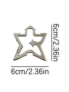 银色星形金属登山扣钥匙扣，不锈钢五芒星吊坠钥匙扣，带心形包包挂饰 - 防锈五芒星钥匙圈，金属钱包挂饰和拉链拉环；哥特/波西米亚神秘符号登山扣，灵感源自巫术的护身符和极简主义格言配饰 - 彩色 - 查看 12