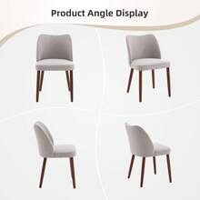 strundghti Modern Dining Chair Set Of 4, Linen Upholstered Kitchen Chair With Sold Wood Legs, Wing Backrest, Wooden Dinner Table, Accent Chair For Dining Room, Living Room - Gray Linen-4pcs - 查看 6