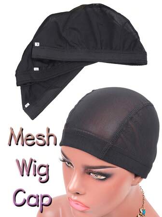 nunify Dome Mesh Style Wig Cap 6Pcs Black Wig Cap For Making Wigs Stretchable Wig Liner Spandex Wig Cap For Sewing Wigs Nylon Wig Making Cap Hairnet With Wide Elastic Band S M L Three Size Wig Accessories Easier Sew In Hair Wig Making Supplies