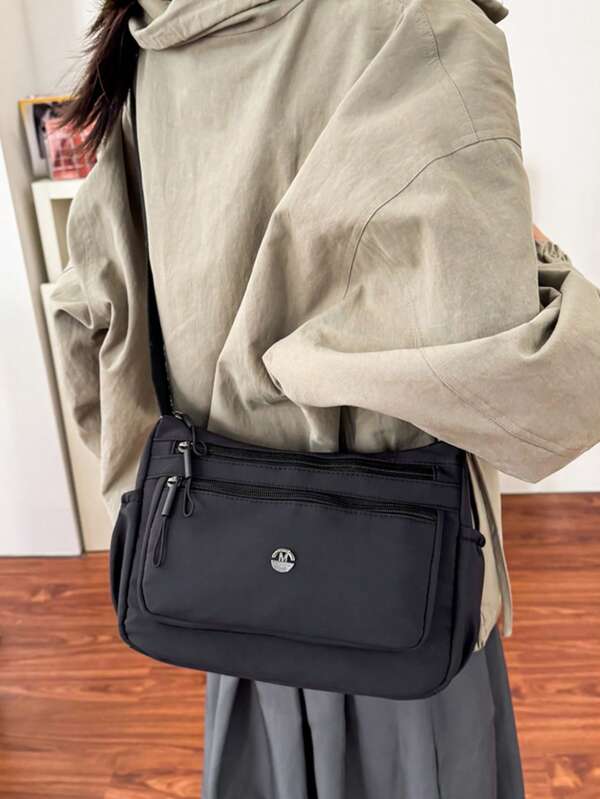 Casual Minimalist Canvas Tote Bag, New Women's Solid Color Versatile Shoulder Bag, Large Capacity Crossbody Square Bag