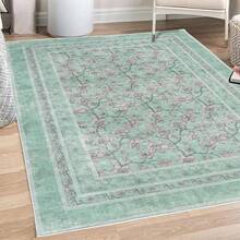 Retro Mid Century Abstract Pattern Rug On Ivory Background, Dark Orange And Reseda Green, 4' X 5' 5", Ideal For Bedroom, Dorm And Living Room - 玫瑰薄荷綠 - 查看 5