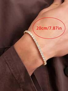 1pc Exquisite High-End Hip Hop Durable Sparkling Full Rhinestone Tennis Chain Necklace, Suitable For Men And Women, Ideal For Holidays, Parties, Daily Wear, Wonderful Gift For Halloween, Christmas, Thanksgiving, Birthday