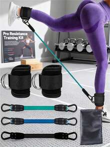 6pcs/Set Leg Training Equipment, Including 3 Ankle Resistance Bands, 2 Ankle Straps And 1 Storage Bag, Suitable For Exercise, Leg And Glute Training, Muscle Building - Multicolor - View 1