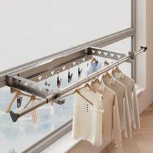 Techigher Clothes Rack Wall Mounted, Heavy Duty Detachable Garment Rack With Telescopic Rod & Clips, Saving Space Clothes Bar Multi-Purpose Hanging Rod For Bedroom, Closet - Black Trumpet - View 2