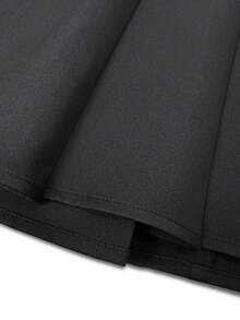 Keke Bloomly New Elegant Slim-Fit Mini Pleated Skirt, Featuring Fashionable, Minimalist, Vintage Design, Versatile For Daily Wear, Casual Outings, School Activities, Back-To-School Season, And Women's Valentine's Day - Black - View 12