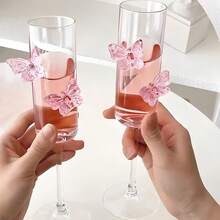 1/2/4pcs Butterfly Champagne Elegant Glass Goblets, Suitable For Wine, Beverage, Juice, Princess Style
