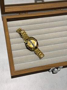 1 件酒桶形钻石镶嵌路浮雕金色表盘石英表，适合女士，时尚，适合日常佩戴，生日，派对，波西米亚风格，适合日常佩戴 - 金色 - 查看 4