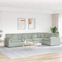 vidaXL Modulares Sofa Mit Samtkissen In Hellgrau - Grey - View 1