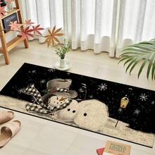 1 pièce Tapis de cuisine en gel de silice imprimé avec motif bonhomme de neige de Noël, tapis rectangulaire pour le salon, la chambre, le couloir, la salle de bain, la buanderie - en polyester, convient pour la décoration intérieure et extérieure de la maison - Multicolore - Voir 33