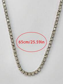 1pc Exquisite High-End Hip Hop Durable Sparkling Full Rhinestone Tennis Chain Necklace, Suitable For Men And Women, Ideal For Holidays, Parties, Daily Wear, Wonderful Gift For Halloween, Christmas, Thanksgiving, Birthday