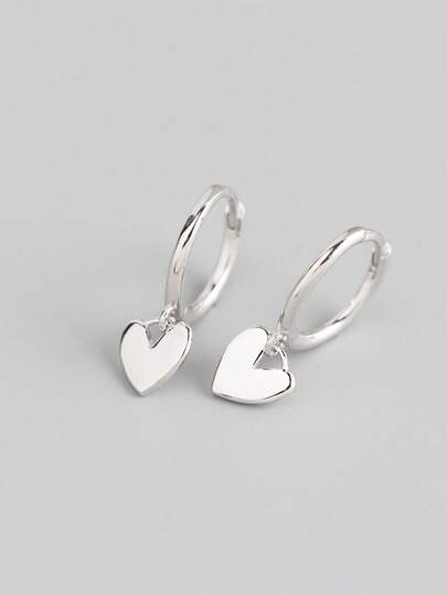 HuooNew A Beautiful 925 Sterling Silver, Heart-Shaped, High-Quality Earring, Silver Jewelry, Daily Wear, Birthday Gift,