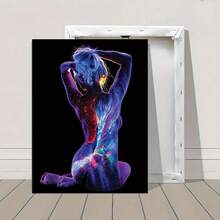 1 pezzo cartellone su tela con gatto divertente incorniciato, dipinto ad olio, decorazione da parete, adatto per la decorazione della casa, soggiorno, camera da letto, ufficio e caffè