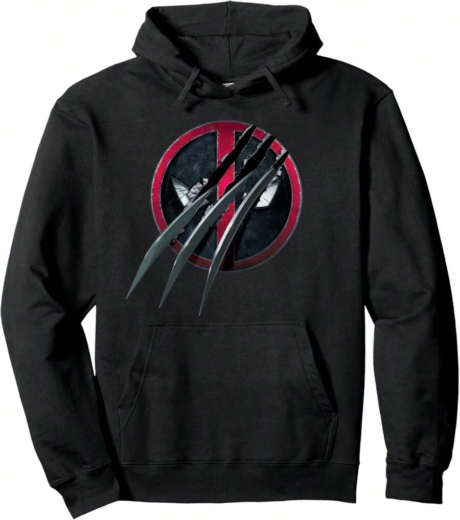 Studios Deadpool & Wolverine Slashed Icon With Claws Pullover Hoodie - Black - View 1