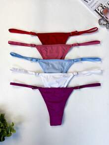 Kit 10 Women's Thong Panties With Adjustable Straps Microfiber Comfortable Low Waist Elegant Lingerie Intimate Fashion - 彩色 - 查看 8