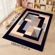 Luxury Gold Carpet With Non-Slip Backing - Large Size Geometric Pattern Washable Rug, Suitable For Home, Sofa, Bedroom, Dining Room, Office - Thick Carpet