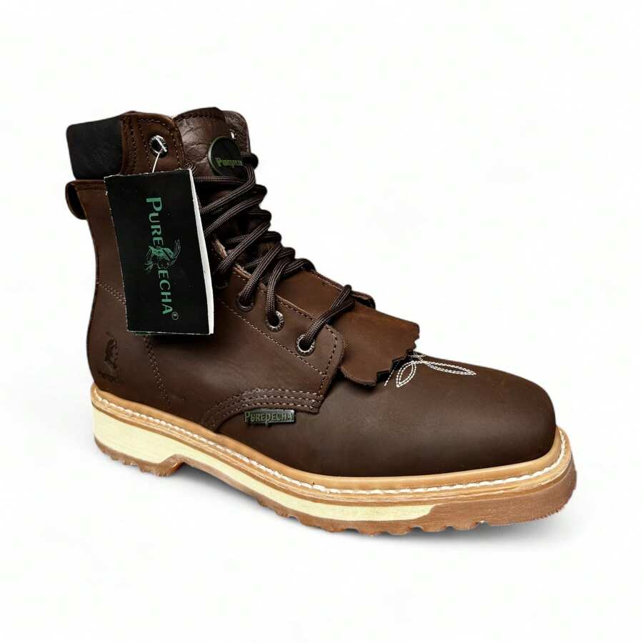 Bota Agujeta BARBAS Purepecha Suela Antiderrapante Hombre Piel