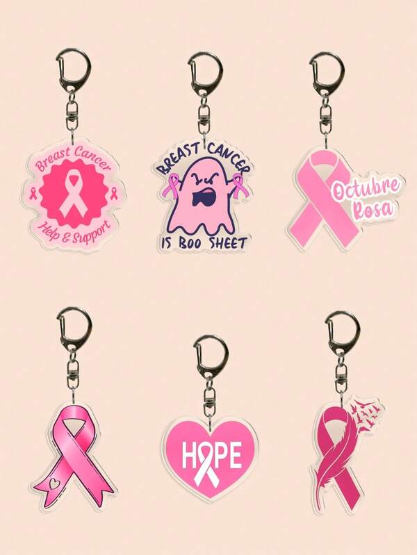 1 chaveiro de acrílico com fita de conscientização sobre o câncer de mama, Hope; Octubre Rosa, chaveiro, berloque de bolsa Hope Faith Love, adequado para lembranças de eventos para encorajar os necessitados