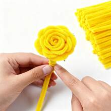 200pcs Fluorescent Yellow Fluff Stems, Handmade Materials, Suitable For DIY Craft Projects, Fluff Stems, Fluff Stem Crafts, Creative Handmade Fluff Stems For Making Flowers, Fluff Stem Crafts, Home & Holiday DIY Craft Supplies/Fluorescent Yellow - Multicolor - View 4