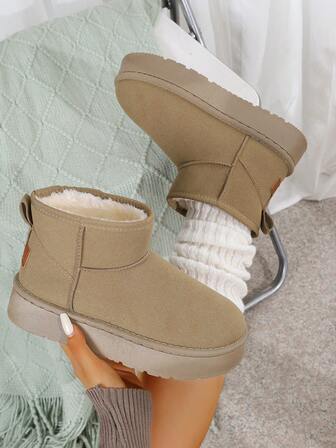 Women's New Short Tube Thick Bottom Thermal Lined Snow Boots, Fashionable , Anti-Slip And Wear-Resistant, Warm And Windproof, Must-Have Winter Snow Boots,Fur Boots