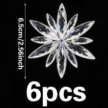 6 piezas Adornos colgantes de copos de nieve transparentes, decoración del árbol de Navidad, decoración navideña, colgantes de copos de nieve, decoración navideña, decoración del hogar, decoración de habitaciones, decoración de escenas