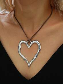 17KM 1 colar com pingente geométrico de coração e flor estilo boêmio vintage simples, adequado para mulheres, casais, férias, encontros, uso diário, festa, casamento, Natal, presente de Ação de Graças