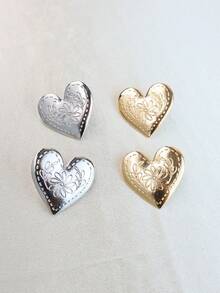 2 pezzi Orecchini vintage a forma di cuore con bordi asimmetrici sferici, accessorio essenziale per casual, pendolarismo, appuntamenti, adatto per donne, uso quotidiano, vacanze, feste, regalo